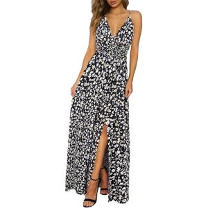 imageII ININ Womens 2025 Maxi Sundresses Summer Beach Long Wrap VNeck FloralSolid Casual Dress for WomenZfloral 43