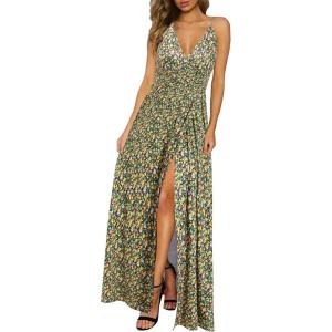 imageII ININ Womens 2025 Maxi Sundresses Summer Beach Long Wrap VNeck FloralSolid Casual Dress for WomenZfloral 46