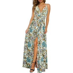 imageII ININ Womens 2025 Maxi Sundresses Summer Beach Long Wrap VNeck FloralSolid Casual Dress for WomenZfloral 49