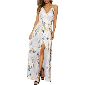 imageII ININ Womens 2025 Maxi Sundresses Summer Beach Long Wrap VNeck FloralSolid Casual Dress for WomenZfloral 50