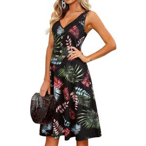 imageII ININ Womens 2025 Sundresses Casual Summer Tank Dress V Neck Sleeveless Button Down Midi Floral Beach Dress with PocketsFloral D
