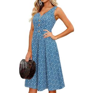 imageII ININ Womens 2025 Sundresses Casual Summer Tank Dress V Neck Sleeveless Button Down Midi Floral Beach Dress with PocketsFloral R