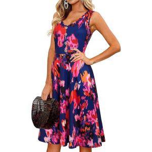 imageII ININ Womens 2025 Sundresses Casual Summer Tank Dress V Neck Sleeveless Button Down Midi Floral Beach Dress with PocketsFloralz08