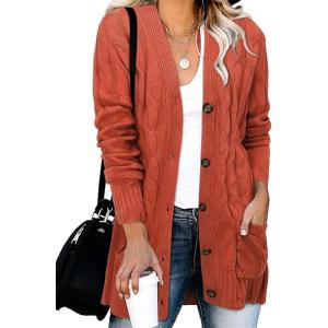 imageII ININ Womens Cardigan Sweater Fall Fashion Cable Knit Open Front Cardigan Long Button Down Sweater Outerwear Coat