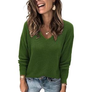 imageII ININ Womens Fall Sweater 2024 Long Sleeve Tops Fashion Outfits Trendy Casual V Neck Oversized Pullover SweatersArmygreen