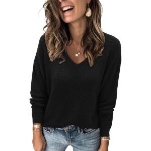 imageII ININ Womens Fall Sweater 2024 Long Sleeve Tops Fashion Outfits Trendy Casual V Neck Oversized Pullover SweatersBlack