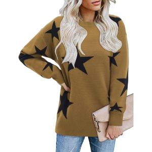 imageII ININ Womens Leopard Pullover Sweater Casual Sweatshirt Crew Neck Long Sleeve Knit Tops Blouse