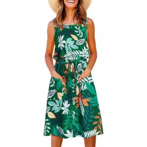 imageII ININ Womens Summer Casual Dress Sleeveless Midi Tank Dress Drawstring Button Down Sundress with PocketsFloral 07