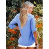 imageWomens Button Down Shirts Cotton Dress Shirt Stretch Oxford Shirt Long Sleeve Boyfriend Collared Wrinkle Free Blouse TopAll Blue