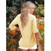 imageWomens Button Down Shirts Cotton Dress Shirt Stretch Oxford Shirt Long Sleeve Boyfriend Collared Wrinkle Free Blouse TopYellow