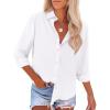 imageWomens Button Down Shirts Cotton Dress Shirt Stretch Oxford Shirt Long Sleeve Boyfriend Collared Wrinkle Free Blouse TopA White