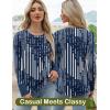 imageWomens Long Sleeve Shirts Dressy Casual Tunic Tops Basic Fall Fashion Trendy Outfits for Business Blouses Work ClothesNavy Blue White Stripes
