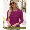imageWomens Long Sleeve Shirts Dressy Casual Tunic Tops Basic Fall Fashion Trendy Outfits for Business Blouses Work ClothesRose Red
