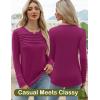 imageWomens Long Sleeve Shirts Dressy Casual Tunic Tops Basic Fall Fashion Trendy Outfits for Business Blouses Work ClothesRose Red