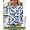 imageWomens Long Sleeve Shirts Dressy Casual Tunic Tops Basic Fall Fashion Trendy Outfits for Business Blouses Work ClothesVintage Blue Flowers