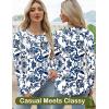 imageWomens Long Sleeve Shirts Dressy Casual Tunic Tops Basic Fall Fashion Trendy Outfits for Business Blouses Work ClothesVintage Blue Flowers
