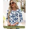 imageWomens Long Sleeve Shirts Dressy Casual Tunic Tops Basic Fall Fashion Trendy Outfits for Business Blouses Work ClothesVintage Blue Flowers
