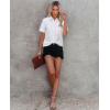 imageWomens Short Sleeve Button Down Shirts Stretch Oxford Shirts Cotton Dress Shirt Collared Blouse Formal Work Tunic Tops  All White M