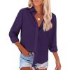 imagesiliteelon Button Down Shirts for Women Dress Shirts Long Sleeve WrinkleFree Blouse Casual Solid Office Work Tunic TopA Oxford Purple