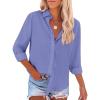 imagesiliteelon Button Down Shirts for Women Dress Shirts Long Sleeve WrinkleFree Blouse Casual Solid Office Work Tunic TopA Oxford Purplish Blue