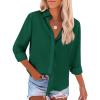 imagesiliteelon Button Down Shirts for Women Dress Shirts Long Sleeve WrinkleFree Blouse Casual Solid Office Work Tunic TopDark Green