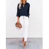 imagesiliteelon Button Down Shirts for Women Dress Shirts Long Sleeve WrinkleFree Blouse Casual Solid Office Work Tunic TopA Oxford Dark Blue