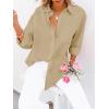 imagesiliteelon Button Down Shirts for Women Dress Shirts Long Sleeve WrinkleFree Blouse Casual Solid Office Work Tunic TopA Oxford Light Khaki