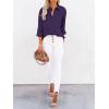 imagesiliteelon Button Down Shirts for Women Dress Shirts Long Sleeve WrinkleFree Blouse Casual Solid Office Work Tunic TopA Oxford Purple