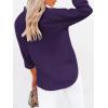 imagesiliteelon Button Down Shirts for Women Dress Shirts Long Sleeve WrinkleFree Blouse Casual Solid Office Work Tunic TopA Oxford Purple