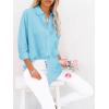 imagesiliteelon Button Down Shirts for Women Dress Shirts Long Sleeve WrinkleFree Blouse Casual Solid Office Work Tunic TopBaby Blue