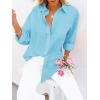 imagesiliteelon Button Down Shirts for Women Dress Shirts Long Sleeve WrinkleFree Blouse Casual Solid Office Work Tunic TopBaby Blue