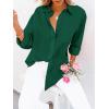 imagesiliteelon Button Down Shirts for Women Dress Shirts Long Sleeve WrinkleFree Blouse Casual Solid Office Work Tunic TopDark Green