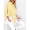 imagesiliteelon Button Down Shirts for Women Dress Shirts Long Sleeve WrinkleFree Blouse Casual Solid Office Work Tunic TopLight Yellow