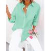 imagesiliteelon Button Down Shirts for Women Dress Shirts Long Sleeve WrinkleFree Blouse Casual Solid Office Work Tunic TopMint
