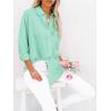 imagesiliteelon Button Down Shirts for Women Dress Shirts Long Sleeve WrinkleFree Blouse Casual Solid Office Work Tunic TopMint