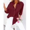imagesiliteelon Button Down Shirts for Women Dress Shirts Long Sleeve WrinkleFree Blouse Casual Solid Office Work Tunic TopRed