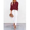 imagesiliteelon Button Down Shirts for Women Dress Shirts Long Sleeve WrinkleFree Blouse Casual Solid Office Work Tunic TopRed