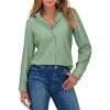 imagesiliteelon Button Down Shirts for Women Wrinkle Resistance Dress Shirts for Women Long Sleeve Work Formal Office Blouses TopsGreen