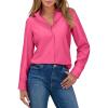 imagesiliteelon Button Down Shirts for Women Wrinkle Resistance Dress Shirts for Women Long Sleeve Work Formal Office Blouses TopsHot Pink