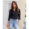 imagesiliteelon Button Down Shirts for Women Wrinkle Resistance Dress Shirts for Women Long Sleeve Work Formal Office Blouses TopsBlack