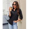 imagesiliteelon Button Down Shirts for Women Wrinkle Resistance Dress Shirts for Women Long Sleeve Work Formal Office Blouses TopsBlack