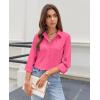 imagesiliteelon Button Down Shirts for Women Wrinkle Resistance Dress Shirts for Women Long Sleeve Work Formal Office Blouses TopsHot Pink