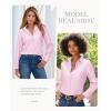 imagesiliteelon Button Down Shirts for Women Wrinkle Resistance Dress Shirts for Women Long Sleeve Work Formal Office Blouses TopsPink