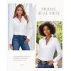 imagesiliteelon Button Down Shirts for Women Wrinkle Resistance Dress Shirts for Women Long Sleeve Work Formal Office Blouses TopsWhite
