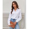 imagesiliteelon Button Down Shirts for Women Wrinkle Resistance Dress Shirts for Women Long Sleeve Work Formal Office Blouses TopsWhite