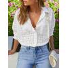 imagesiliteelon Womens Lace Shirts Dressy Button Down Shirts Embroidered Blouses Cotton Eyelet Long Sleeve Collared TopsA White
