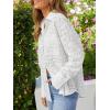 imagesiliteelon Womens Lace Shirts Dressy Button Down Shirts Embroidered Blouses Cotton Eyelet Long Sleeve Collared TopsA White