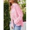 imagesiliteelon Womens Lace Shirts Dressy Button Down Shirts Embroidered Blouses Cotton Eyelet Long Sleeve Collared TopsAll Pink