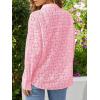 imagesiliteelon Womens Lace Shirts Dressy Button Down Shirts Embroidered Blouses Cotton Eyelet Long Sleeve Collared TopsAll Pink