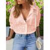 imagesiliteelon Womens Lace Shirts Dressy Button Down Shirts Embroidered Blouses Cotton Eyelet Long Sleeve Collared TopsLight Pink
